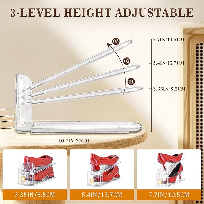 Clear Shoe Slots Organizers,24Pack Organizer for Closet Shoe Stackers for a Pair of Shoes Shoe Display Shelf Rack Holders Space Saver Organizador de Zapatos