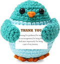 Mini Positive Crochet Animals Parrot with Warm Card, Cute Handmade Knitted Parrot Birthday Gifts for Women Men, Funny Emotional Support Crochet Stuff Decor
