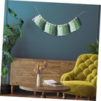 ORFOFE Hand-Woven Wooden Bead Cotton String Tassel Decor Wall Art Pendant Home Decor for Bedroom Apartment Wedding