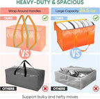 BALEINE 2-Pack Oversized Moving Bags with Reinforced Handles, Heavy-Duty Storage Tote for Clothes, Moving Supplies (Orange, 2-Pack)