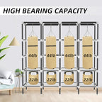 LOKEME Wardrobe Closet,Portable Closet for Bedroom Steel Pipe Diameter 19mm Strong and Sturdy Off White Portable Closets for Hanging Clothes with 3 Hanging rods, 6 Storage Shelves and Side Pocket