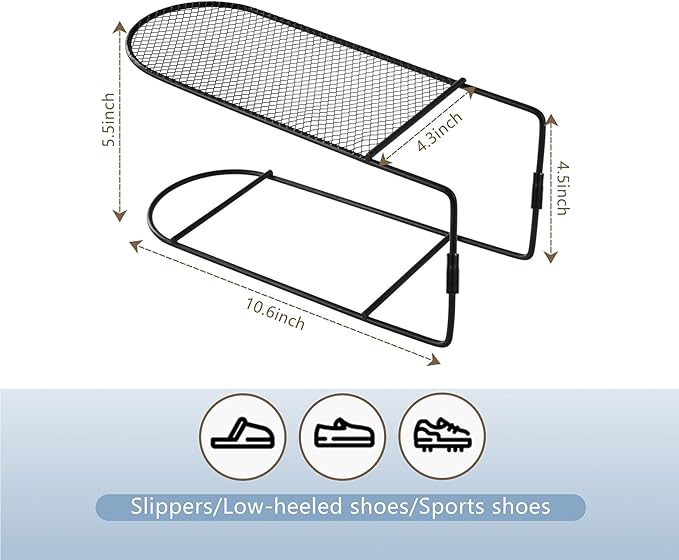 CiBiZi Shoe Slots Organizer 10Pack Metal Shoe Stackers for a Pair of Shoes Display Shelf Shoe Holder Shoe Storage Closet Organizers Shoe Space Saver Organizador de Zapatos Black