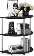 Furinno Frans Turn-N Half Round Console Table with Stainless Steel Tubes, Black Oak 15.6D x 31.1W x 30.8H in