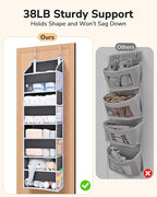 ULG 1 Pack Small Over Door Organizer with 4 Large Pockets 8 Mesh Side Pockets, Hanging Storage Organizer with Clear Window Kids Toys Deep Gray