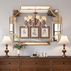 Kelly Miller Large Gold Decorative Mirror for Wall, 30"x40" Gold Bathroom Mirror Rectangle Vanity Wall Mirror Beveled for Master Bath Half Bath Living Room Bedroom Farmhouse Fireplace Hallway