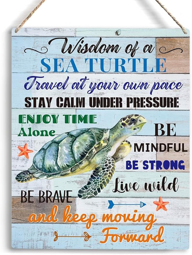 Sea Turtle Decor Inspirational Turtle Decor for Office Bedroom Living Room Home Art Sea Turtle Decor Gifts for Turtle Lovers Gift Ideas for Friends Wall Art Wooden Hanging Sign 12.6x8 Inch (WD022)