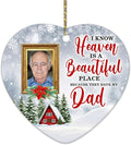 HYTURTLE Personalized Memorial Sympathy Christmas Ornament Tree Decor Gifts for Family Loss of Loved One Mom Dad in Heaven - Heaven Beautiful Custom Photo Acrylic Heart Ornament
