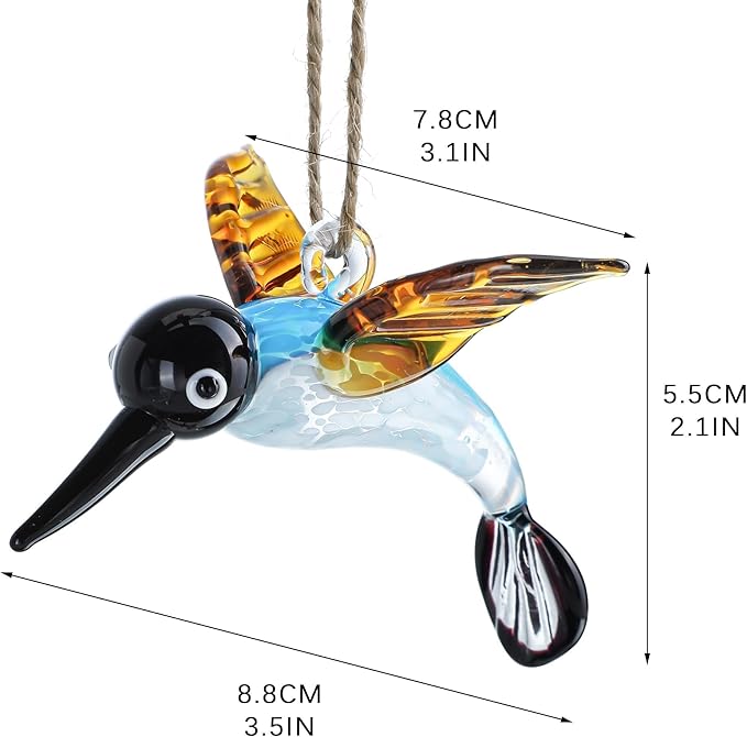 Blown Glass Hummingbird Hanging Ornaments Decorative Glass Humming Bird Decor for Home Party Tree