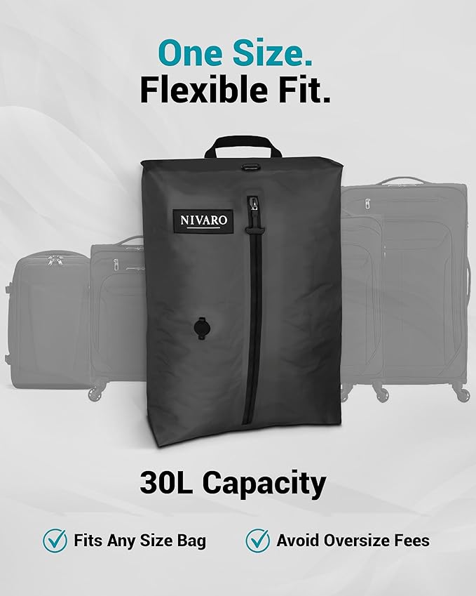 Travel Vacuum Compression Bags | Large 30L 2-Pack | Waterproof & Reusable | Space Saver Bags for Luggage | Wireless Pump Included