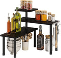 BMOSU Kitchen Corner Shelf Countertop Organizer with Hooks Adjustable Spice Rack Corner Display Rack Shelf Cabinet Counter Shelves(Black)