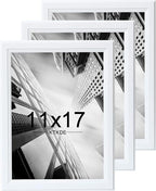 KTKDE 11x17 Picture Frame Set of 3,White Wooden frames, Vertical & Horizontal Wall Hanging for Wall Display,Studio Gallery Photo Frame for Photos, Posters & Art Prints