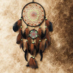 Dream Catchers with Luminous Beads Dream Catchers for Adults Handmade Native American Hanging Wall Decor Ornament for Bedroom Brown