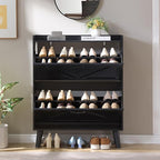LEYAOYAO Shoe Storage Cabinet with 2 Flip Drawers，Narrow Shoe Storage Cabinet Organizer with Legs for Entryway Hallway, Living Room, Bedroom，Hidden Slim Storage Narrow Shoe Rack Cabinet,Black
