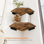 Homode Corner Shelf Wall Mount, Set of 2 Floating Corner Shelf Organizer for TV Accessories, Speaker, Cable Box, Game Console, Storage for Bathroom Kitchen Living Room Bedroom, Rustic Brown