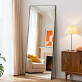 DUMOS 56"x15" Full Length Mirror, Full Body Mirror with Aluminum Alloy Thin Frame, Standing Mirrors with Leaning or Hanging, Suitable for Bedroom, Livingroom, Cloakroom, Black