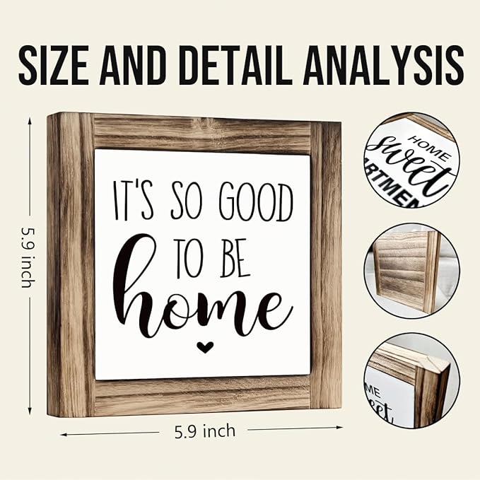 Welcome Home Decor, Front Door Decor for Shelf Counter, Decorative Wooden Box Sign, Farmhouse Homes Decors, Mom Gifts for Birthday, Mother's Day Gift, It‘s So Good to Be Home Sign, 5.9×5.9 inchess