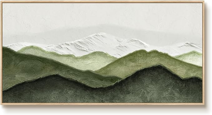 Large Framed Sage Green Abstract Wall Art for Living Room, Minimalist Modern Painting Print Canvas Artwork for Walls, Horizontal Abstract Wall Decor for Bedroom Home Office, 30x60 Inch
