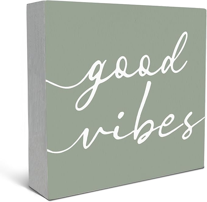 SRADMO Botanical Eucalyptus Leaves Wood Box Sign Desk Decor, Rustic Eucalyptus Leaves Wooden Block Box Sign Decoration For Home Office Shelf Table Decor (Green)