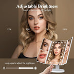 HUONUL Makeup Mirror, Vanity Mirror with Lights, 2X/3X/10X Magnification, Touch Control, Trifold, Dual Power Supply, Birthday Gifts for Women, Wife, Mom, Girls,Dorm Room Essentials