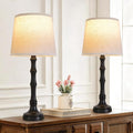 Lamps Set of 2 Modern Farmhouse Table Lamp Bedside Reading Lamps Living Room End Tables Set Lamps for Night Stands Bedroom Night Lamp,High 27 Inch,Black,With Fabric Lamp Shade,Bulb Not Included