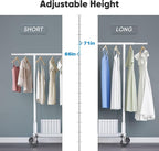 HOKEEPER Clothes Rack Collapsible Clothing Garment Rack Capacity 525LBS Clothing Racks on Wheels Heavy Duty Rolling Clothes Rack for Hanging Clothes for bedroom, Commercial, White 22"D x 75"W x 71"H
