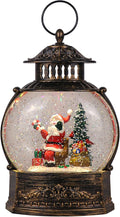 Wondise Lighted Christamas Snow Globe Lantern with Timer, 11.2 Inch USB Plug-in & Battery Operated Spinning Water Glitters Lighted Singing Snow Globe(Santa)