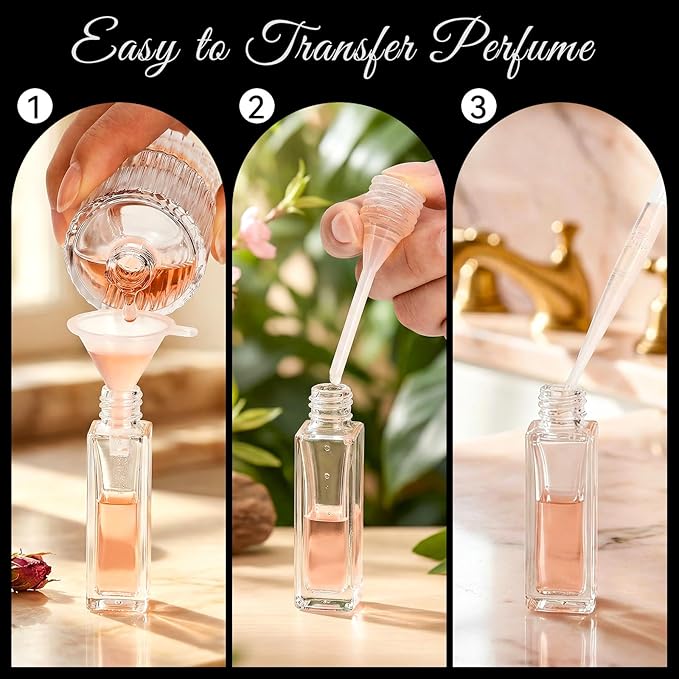 10pcs Perfume Refill Tool Kit,Plastic Perfume Dispenser Transfer Tools,Travel Refill Tool Set for Liquid Cologne Fragrance Sample Essential Oils (Clear, 10ml/10pcs)