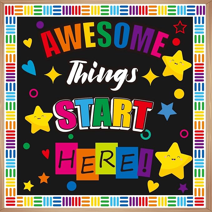 gisgfim Classroom Bulletin Board Decoration Set Welcome Banner Wall Door Decor Colorful Classroom Decorations for Kindergarten Preschool Elementary and Middle School(Awesome Things Start Here!)
