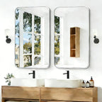 BONEWEI Silver Bathroom Mirror,24x40 inch Wall Mirror for Bathroom Wall Mounted,Rectangle Mirror for Bathroom Over Sink,Modern Frame Round Corner for Living Room,Bedroom Entryway,Horizontal/Vertical