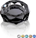 Coomin Crystal Glass Ashtray, Sparkly Cigar Cigarettes Ash Tray, Ashtrays for Smokers Indoor Office Home Desktop Tabletop, Gifts for Men, Black