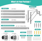 Closet Rod, 16 to 75 Inch Closet Rods Heavy Duty Adjustable Clothes Rods for Hanging Clothes and Heavy Duty Clothes Rod Bracket Closet Rod Support (The Shelf NOT Included) (Silver)