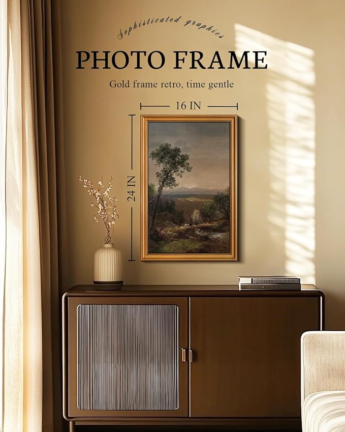 VIYYIEA Vintage Large Framed Wall Art for Living Room, Landscape Canvas Prints Home Decor, Oil Painting Picture, Bedroom Wall Decor Gifts for Friends or Family -【White Mountain Scenery】-(24L x 16W)