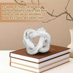 Yalikop 3 Link Wood Knot Decor Rustic Home Décor Accents Hand Carved Coffee Table Decoration, Boho Chain Link Decoration, Modern Shelf, Rustic Objects for Home Living Room Bedroom(Retro White)