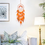 Pretty Jolly Orange Tree of Life Dream Catcher Wall Decor with Luminous Beads Handmade Crystal Stones Dreamcatchers Wall Hanging with Small Butterfly Pendant for Bedroom Wedding Party Wish Gift