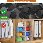 YKLSLH Hat Organizer Box, 6 Boxes for 40 Pack Hats, Upgrade Harder Solid Plastic Hat Organizer for Baseball Caps, Clear Hat Storage with Magnetic Door, Hat Rack Holder Case, White