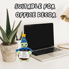 Handcrafted Crochet Witch Doll, Small 2.5x1.5x4 Inch Decorative Plush Figure, Yarn Material, Magical Theme, Inspirational Signs, for Ages 13+ (Turtle Wizard)