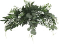 TITA-DONG Artificial Floral Swag, Decorative Swag with Eucalyptus Leaves, Greenery Swag, Spring Front Door Wreath, Handmade Farmhouse Floral Garland for Table Centerpieces Home Decoration(Green)