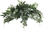 TITA-DONG Artificial Floral Swag, Decorative Swag with Eucalyptus Leaves, Greenery Swag, Spring Front Door Wreath, Handmade Farmhouse Floral Garland for Table Centerpieces Home Decoration(Green)
