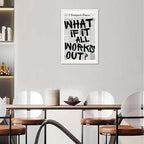 Drimiler Retro Black And White Newspaper Poster What If It All Works Out Canvas Wall Art Positive Affirming Quote Minimalist Prints Painting For Home Bedroom Dorm Wall Decor 12x18in Unframed
