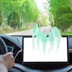 uxcell 2pcs Dream Catchers, Small Handmade Feather Dreamcatcher Supplies Car Charm with Crystal Beads Wall Hanging Decor for Home Car Decoration Ornament Women Friend Gift, Green