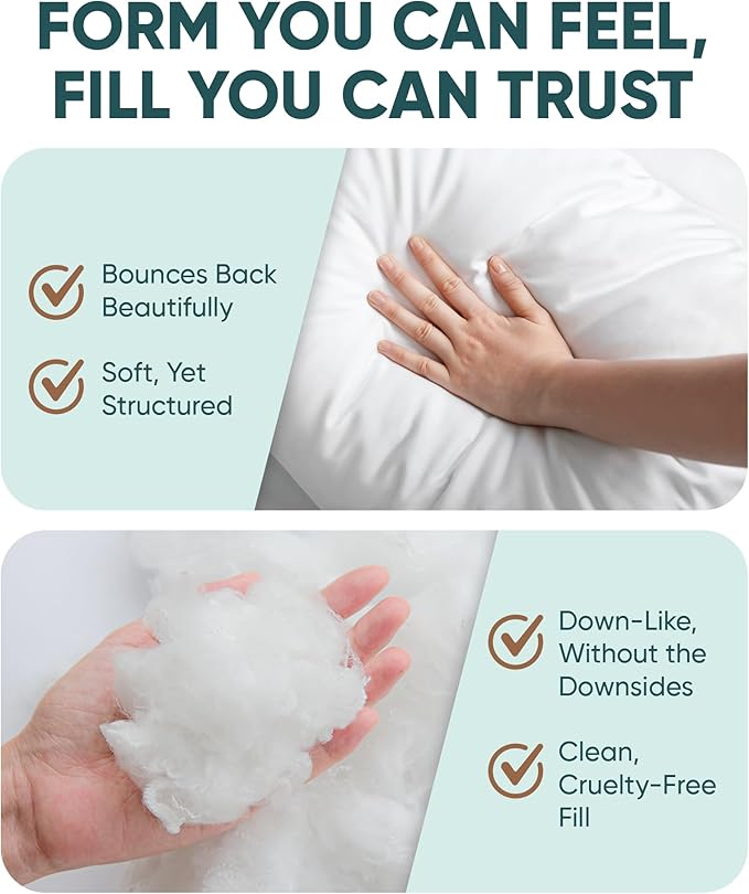 Pillowflex Synthetic Down Pillow Insert - 24x24 Down Alternative, Large Euro Pillow, Square Ultra Soft Throw, Euro Bed Sham - 1 Decorative Form