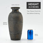 Emotionally Grounded Vase, Vaseking Large Ceramic Rustic Vase, 14.4 inch Minimalist Threaded Decorative Farmhouse Tall Vases for Home Decor, Living Room, Enterway, Table Decoration, Bronze