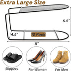 10 Pack Large Shoe Slots Organizer, Metal Shoes Storage Stacker, Double-Layer Shoe Holder, Thickening Shoes Rack, Display Shelf Space Saving 50% for Closet Cabinet Organization(Black)