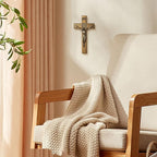KUXBET Wood Standing Cross 5inch Small Crucifix - Jesus Christ Wall Cross Crucifix for Table or Wall Decor Home Decoration (5.5" L x 2.4" W)