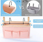 Bedside Storage Caddy/Bedside Hanging Storage Bag for Headboards Bunk Beds Dorm Rooms Book Phone Magazine Holder (New Pink)