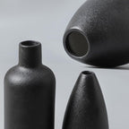 CEMABT Black Ceramic Vase Set - 4 Small Unique Vases for Flowers, Modern Decorative Centerpieces and Home Decor