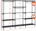 Clothes Rack, Portable Closet, 81.1 Inch Large Capacity Wardrobe Closet, Clothes Storage Organizer with Shelves and 3 Hanging Rods, Easy to Assembly, Black PCT033B01