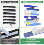 Cork Board for Walls - 8 Pack Felt Pin Board Bar Strips - Self-Adhesive Lightweight Bulletin Board - Cork Board for Office with 40 Push Pins No Damage for Wall