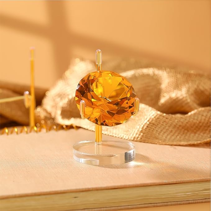 Suzile 4 Pcs Adjustable Metal Arm Display Stand Easel with Acrylic Base Rock Display Easel Holder Acrylic Crystal Clear Plate Stand for Geodes Mineral Agate(Gold,2 x 2 x 3.5 Inch)