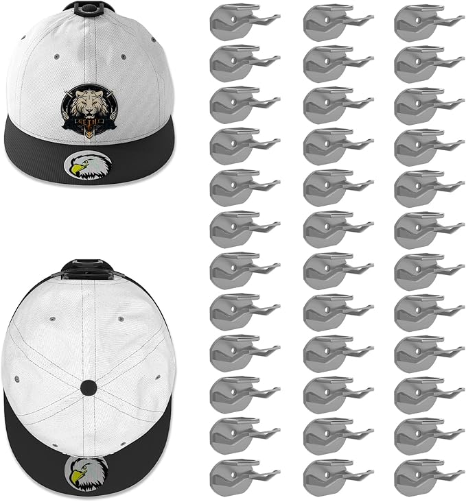 36 Pack Adhesive Hat Hooks for Wall, Super Strong Hat Rack for Baseball Caps, Hat Organizer Display for Home Decor, Hat Hangers Holder for Wall, Door, Closet, No Drilling - USA Patented (Gray)